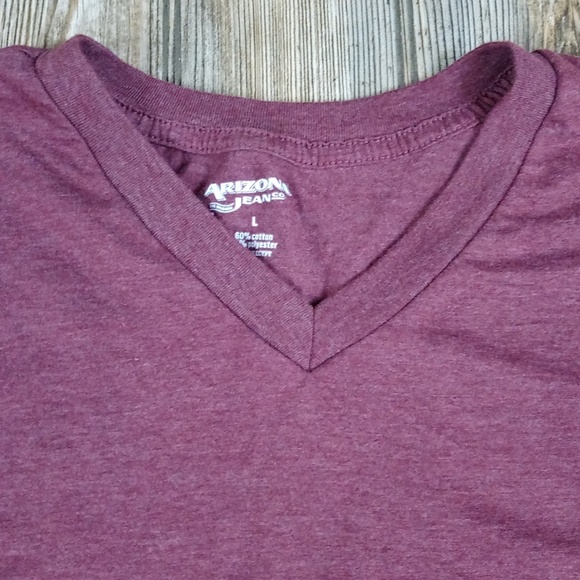 Arizona Jean Co Maroon Burgundy V Neck Short Sleeve T-shirt Top - Picture 4 of 7